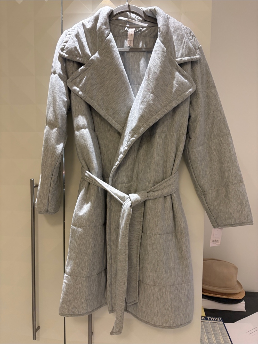 Auden Light Gray Quilted Belted Robe